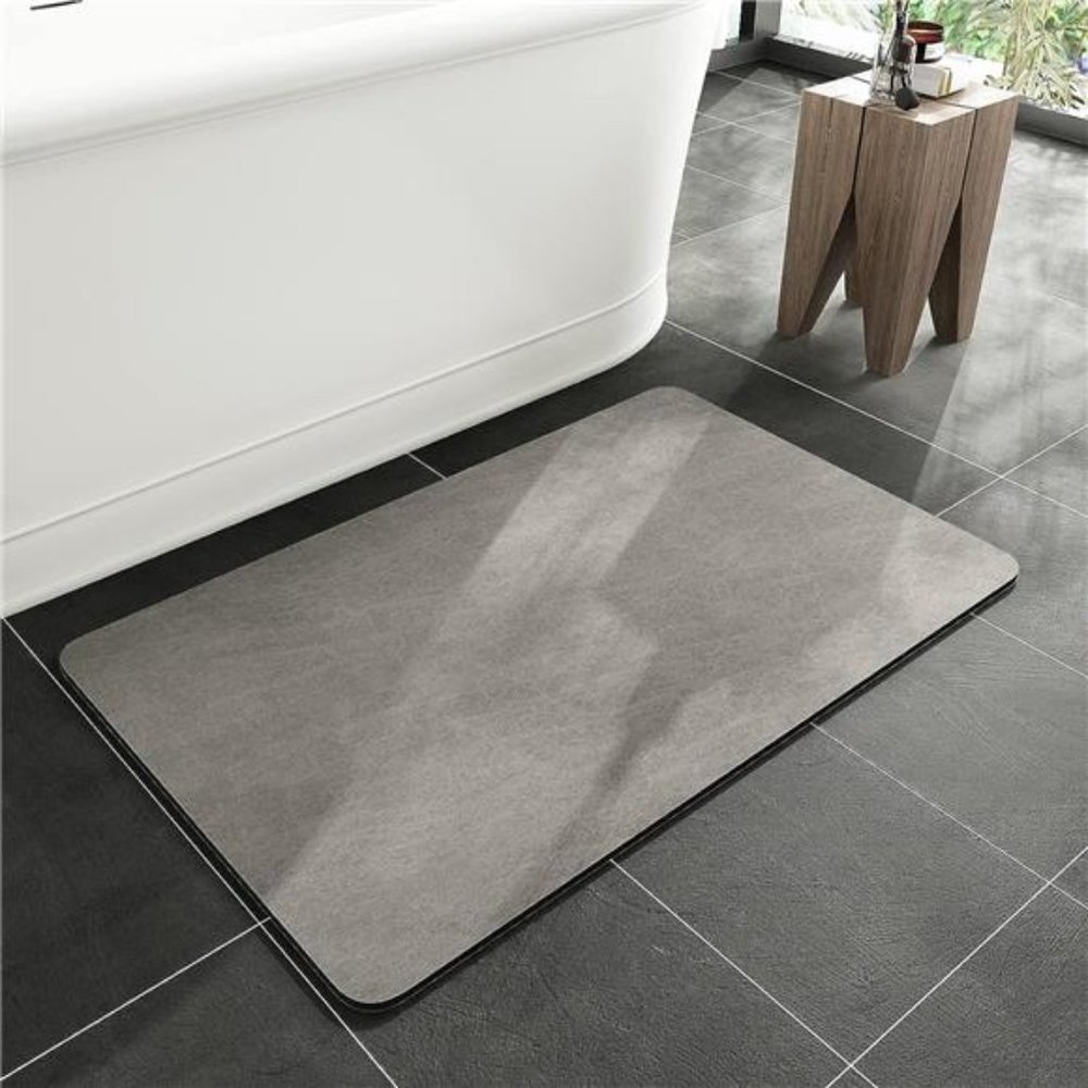 Gray Non Slip Quick Dry Absorbent Bath Rugs Washable Bathroom Floor Mats 6x24"
